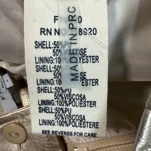 FRNCH Paris Gold Vegan Leather Pencil Skirt Women’s Small Metallic Midi - Picture 6 of 8